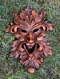 Large Leafman Mask Greenman Wall Plaque - Wood Finish - 17 inches