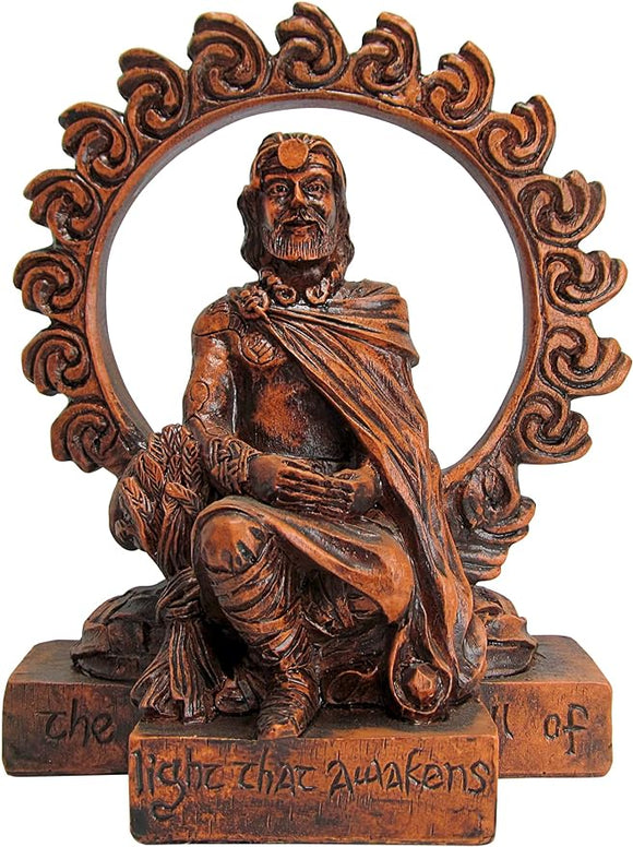 Small Celtic God Lugh Statue Wood Finish