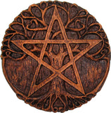 Small Tree Pentacle Wall Plaque Wood Finish