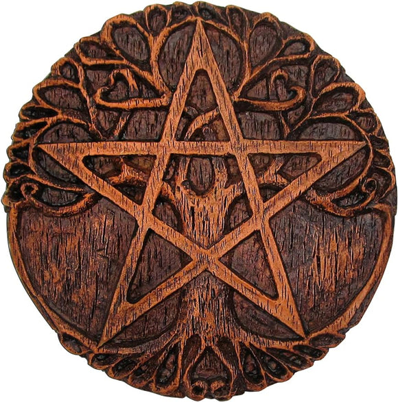 Small Tree Pentacle Wall Plaque Wood Finish