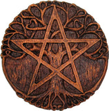 Small Tree Pentacle Wall Plaque Wood Finish