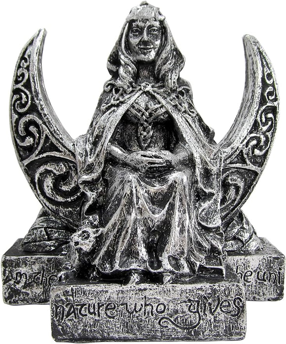 Small Moon Goddess Statue Silver Finish