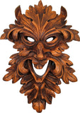 Large Leafman Mask Greenman Wall Plaque - Wood Finish - 17 inches