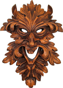 Large Leafman Mask Greenman Wall Plaque - Wood Finish - 17 inches