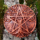 Small Tree Pentacle Wall Plaque Wood Finish