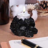 Black Obsidian Carving Skull Candle Holder Resin Skeleton Tealight Candlestick For Party Table Centerpiece Home Decor