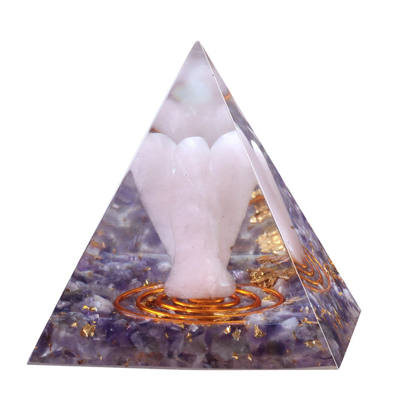 Guardian Angel Orgone Pyramid With Natural Crystal Tumbled Stones Orgonite Energy Generator For Protection Healing Home Decor