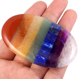 7 Chakra Crystal Gemstone Oval Thumb Worry Stone for Anxiety,Chakra Healing Pocket Palm Stones Therapy Geometry