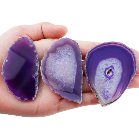 1Lot (2Pc) Purple Agate Light Table Slices, Irregular Polished Crystal, Home Decoration Jewelry Making