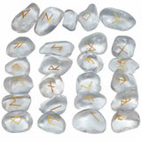 25Pc/Set Rune Stones Engraved Elder Futhark Runic Alphabets Wicca Crystal Stone For Meditation Chakra Balancing