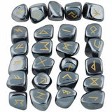 25Pc/Set Rune Stones Engraved Elder Futhark Runic Alphabets Wicca Crystal Stone For Meditation Chakra Balancing