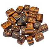 25Pc/Set Rune Stones Engraved Elder Futhark Runic Alphabets Wicca Crystal Stone For Meditation Chakra Balancing