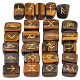 25Pc/Set Rune Stones Engraved Elder Futhark Runic Alphabets Wicca Crystal Stone For Meditation Chakra Balancing