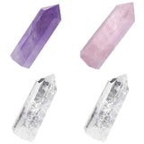 4 Pcs Healing Crystal Wands Single Self Stand Point 6 Faceted Reiki Stone for Meditation Therapy Decor 1.88 inches