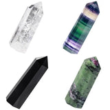 4 Pcs Healing Crystal Wands Single Self Stand Point 6 Faceted Reiki Stone for Meditation Therapy Decor 1.88 inches