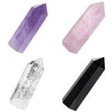 4 Pcs Healing Crystal Wands Single Self Stand Point 6 Faceted Reiki Stone for Meditation Therapy Decor 1.88 inches