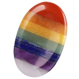 7 Chakra Crystal Gemstone Oval Thumb Worry Stone for Anxiety,Chakra Healing Pocket Palm Stones Therapy Geometry