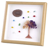 8.7'' Framed Agate Slice Wall Art,Healing Crystal Money Tree Tumbled Stones Picture Frame for Wedding Home Decor