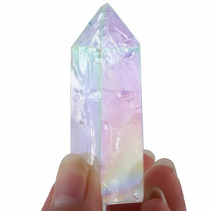 Angel Aura Quartz Crystal Tower Point Standing Wand Meditation Healing Reiki Crystal Decor 1.3"-2.5"