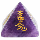 Engraved Usui Reiki Symbol Pyramid Healing Chakra Balancing Meditation Energy Crystal