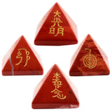 Engraved Usui Reiki Symbol Pyramid Healing Chakra Balancing Meditation Energy Crystal