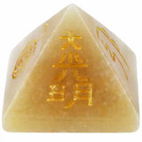 Engraved Usui Reiki Symbol Pyramid Healing Chakra Balancing Meditation Energy Crystal