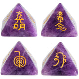 Engraved Usui Reiki Symbol Pyramid Healing Chakra Balancing Meditation Energy Crystal