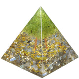 Healing Chakra Stone Orgonite Pyramid Energy Generator with Copper Wire Wrap Crystal Tree for Reiki Yoga Meditation