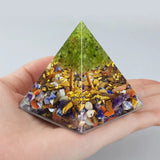 Healing Chakra Stone Orgonite Pyramid Energy Generator with Copper Wire Wrap Crystal Tree for Reiki Yoga Meditation