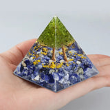 Healing Chakra Stone Orgonite Pyramid Energy Generator with Copper Wire Wrap Crystal Tree for Reiki Yoga Meditation