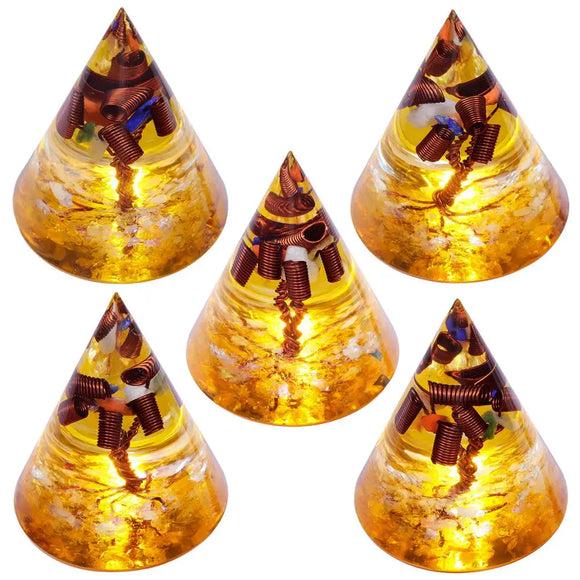 Healing Crystal Cone Orgone Energy Generator Handmade Tree of Life Home Decor for EMF Protection Yoga Meditation
