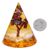 Healing Crystal Cone Orgone Energy Generator Handmade Tree of Life Home Decor for EMF Protection Yoga Meditation