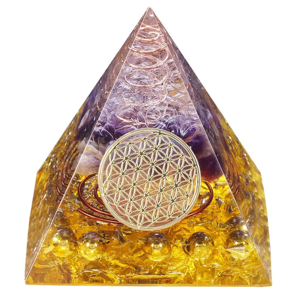 Healing Crystal Gold Wire Orgonite Pyramid Energy Generator for Reiki Meditation Resin Craft Decoration Stone Orgone