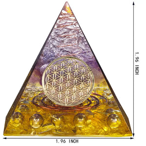 Healing Crystal Gold Wire Orgonite Pyramid Energy Generator for Reiki Meditation Resin Craft Decoration Stone Orgone