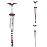 Healing Crystal Tumbled Stone Wind Chimes with 6 Hollow Aluminum Tubes Windchime Decor for Wall , Patio and Garden