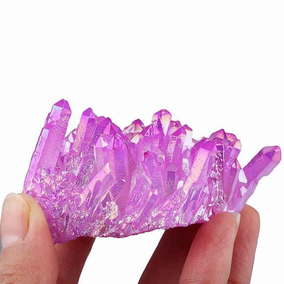 Purple Angel Aura Titanium Coated Natural Crystal Cluster Stone Specimen Figurine