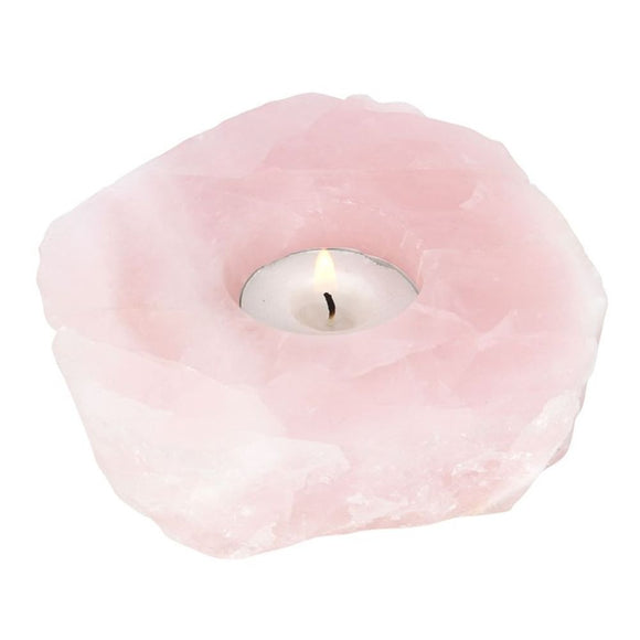 Rose Quartz Crystal Tealight Holder