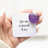 You Are Special to Me Amethyst Crystal Heart in a Bag