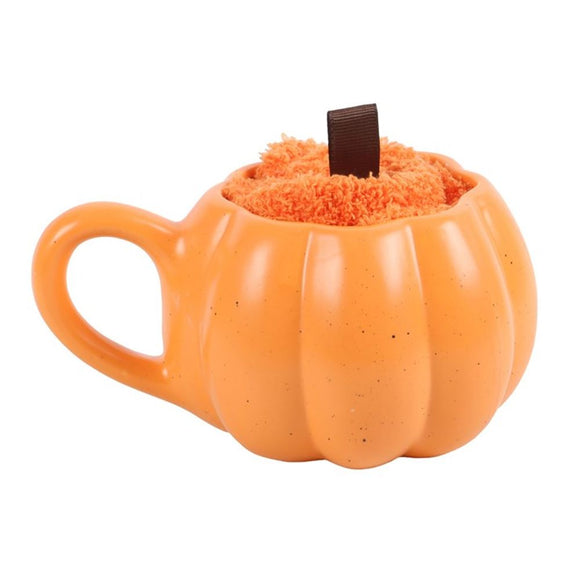 Pumpkin Shaped Mug and Socks Set