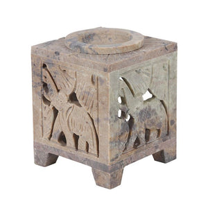 Carved Elephant Soapstone Oil Burner