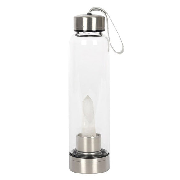 Clear Quartz Energising Glass Water Bottle