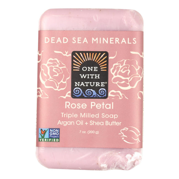 One With Nature Dead Sea Mineral Rose Petal Soap - 7 oz