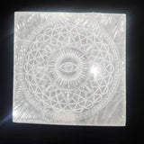 Selenite Coaster Square Crystal Healing Symbol