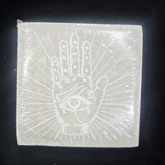 Selenite Coaster Square Crystal Healing Symbol