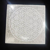 Selenite Coaster Square Crystal Healing Symbol