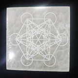 Selenite Coaster Square Crystal Healing Symbol