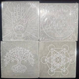 Selenite Coaster Square Crystal Healing Symbol