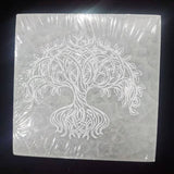 Selenite Coaster Square Crystal Healing Symbol