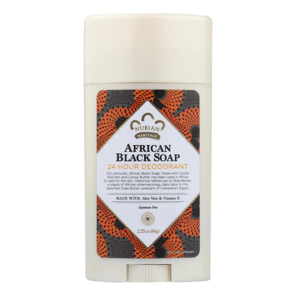 Nubian Heritage Deodorant - All Natural - 24 Hour - African Black Soap - 2.25 oz - 1 each