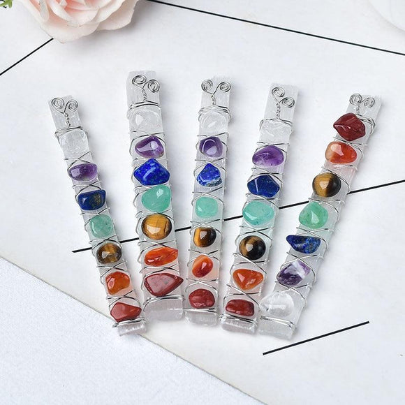 1PC Seven Chakra Healing Crystals Stones Selenite Stick Wand for Yoga Meditation Spiritual Reiki Healing Stone Specimen Gift - Avsso